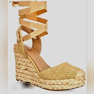 Women's Beige Wedge Espadrilles INC Sz 9.5